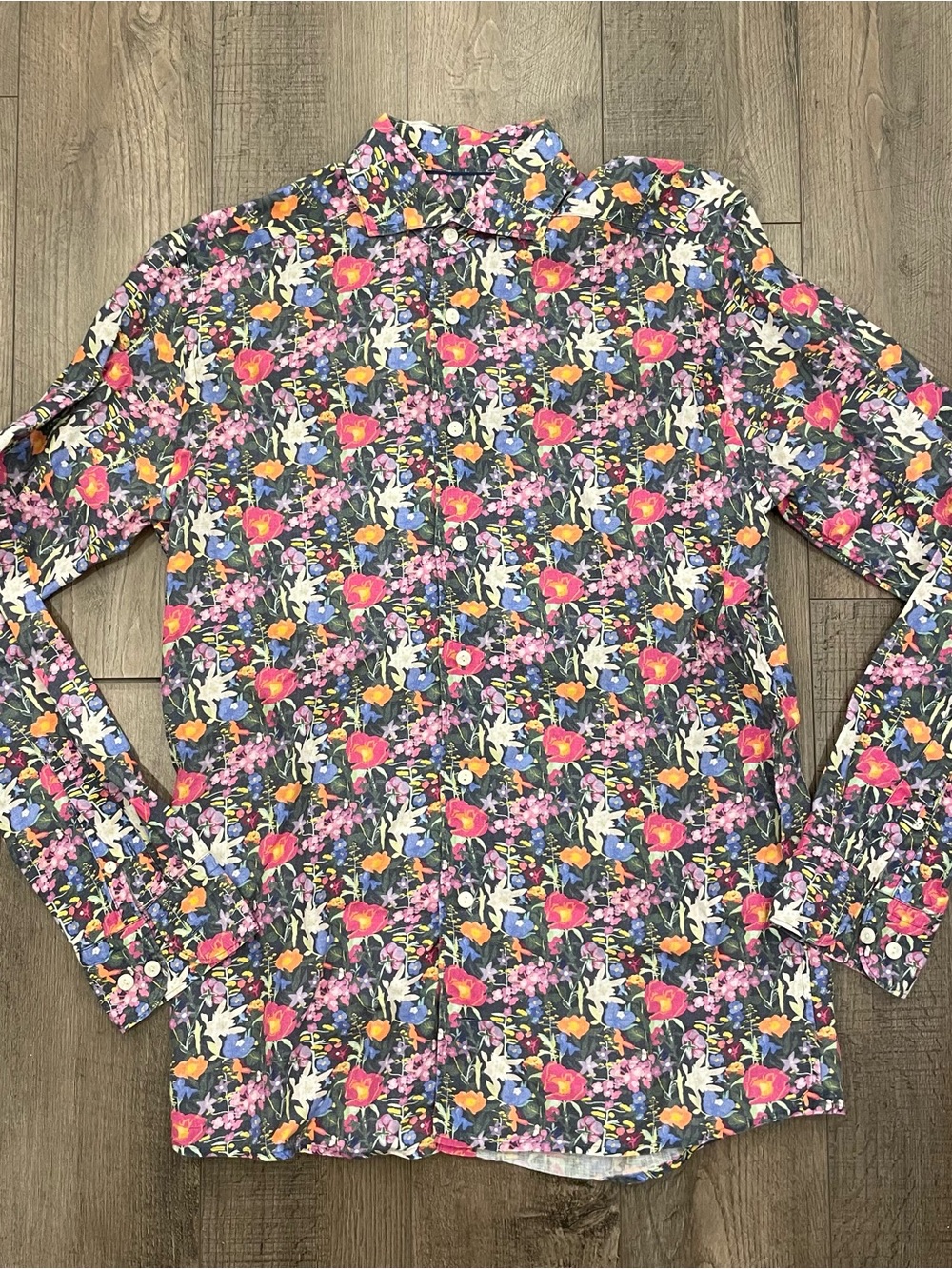 Eton Mens Floral Print Linen Shirt Size 38 / 15 100% Linen Long Sleeve Button Up